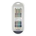 TULÂ® GL Series Retractable Gel Pens, Limited Edition, Medium Point, 0.8 mm, Assorted Barrel Colors With Feather Pattern, Assorted Metallic Inks, Pack Of 4 Pens