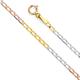 14ct Yellow Gold White Gold and Rose Gold Figaro Open 1.8mm Necklace Jewelry Gifts for Women - 41 Centimeters