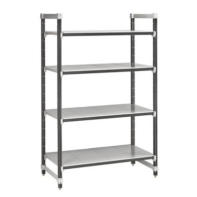 Cambro EXU183072S4480 30" NSF 4-Tier Polymer Shelf Kit - Camshelving Elements XTRA, 18"W, 72"H, Gray
