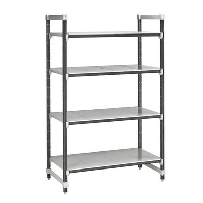 Cambro EXU187272S4480 72" NSF 4-Tier Polymer Shelf Kit - Camshelving Elements XTRA, 18"W, 72"H, Gray