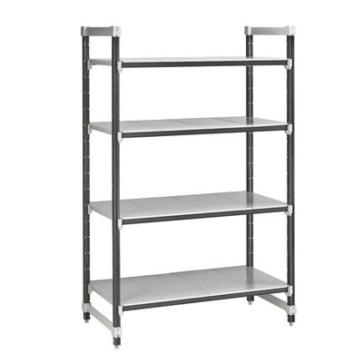 Cambro EXU214872S4480 48" NSF 4-Tier Polymer Shelf Kit - Camshelving Elements XTRA, 21"W, 72"H, Gray
