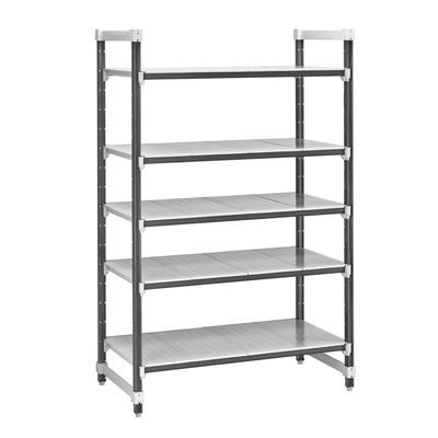 Cambro EXU245484S5480 54" NSF 5-Tier Polymer Shelf Kit - Camshelving Elements XTRA, 24"W, 84"H, Gray