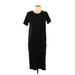 J.Crew Factory Store Casual Dress - Shift Crew Neck Short sleeves: Black Print Dresses - Women's Size Medium