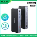 MOKiN-Station d'accueil pour ordinateur portable 8K USB C 15 en 1 airies S6 6 ports USB A/C