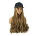 Women Hair Wig One-Piece Hat Wig Long Curly Hair Wig Fashion Elegant Hairpiece with Casual Fashionable Hair Extension with Hat (