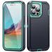 Feishell Compatible for iPhone 8 Plus / iPhone 7 Plus Triple-Layers Rugged Case Hybrid PC+TPU Shockproof Heavy Duty Cover Military Grade Drop Resistant Lens Protection Case Darkblue+Mint