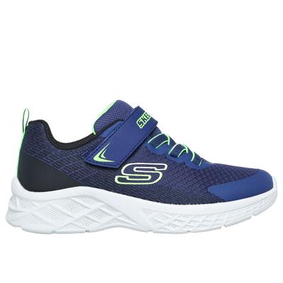 Skechers Boy's Microspec II - Zovrix Sneaker | Size 13.0 | Navy/Blk/Lime | Textile/Synthetic | Machine Washable
