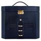 Time Resistance Leather Jewelry Box | Full Grain Leather Jewellery Organizer | Navy Blue Accessories Storage Key Lock Box for Women (Blue)