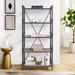 Plethoria Catenna Rustic Oak & Black 5-Shelf Bookcase Metal in Black/Brown/Red | 72.5 H x 40.5 W x 22.5 D in | Wayfair A02229