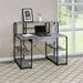 Latitude Run® Mattingly Office Desk w/ Open Shelves & Hutch Wood/Metal in Gray/Black | 41.5 H x 47.5 W x 24.5 D in | Wayfair