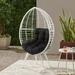 Dakota Fields Taylor Black & White Patio Lounge Chair w/ Removable Cushion Wicker/Rattan in Black/White | 62.5 H x 40.5 W x 26.5 D in | Wayfair