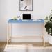 Mercer41 Jenna Writing Desk w/ USB Ports Wood/Metal in Blue | 30.5 H x 42.5 W x 20.5 D in | Wayfair 1C853D13A4AA4A928628AEEE1FF79DB4