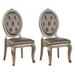 House of Hampton® Keplinger Gray & Antique Silver Tufted Back Side Chairs Faux /Upholstered in Brown/Gray | 42 H x 24.5 W x 26.09 D in | Wayfair