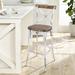 Rosalind Wheeler Zukowski Solid Wood 29" Bar Stool Wood/Metal in White/Brown | 43 H x 18.5 W x 20.5 D in | Wayfair 28F3E91653E04718B6AEAB296B4E7AB4