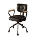 17 Stories Hildegret Wooden Armrest Swivel Chair Wood/Upholstered in Black/Brown | 32.5 H x 24.5 W x 25.5 D in | Wayfair
