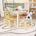 Indigo Safari 5 Piece Kiddy Table & Chair Set, Wood Table w/ 4 Chairs Set Wood in Brown/White | Wayfair 76668705A1934B07A037940CC988840E