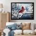 Red Barrel Studio® Canada Red Cardinal Bird Winter Wonderland V Framed On Canvas Print Canvas, Cotton in Red/White | 12 H x 20 W x 1 D in | Wayfair