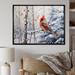 Red Barrel Studio® Canada Red Cardinal Bird Winter Wonderland I Framed On Canvas Print Metal in Red/White | 30 H x 40 W x 1.5 D in | Wayfair