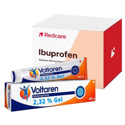 Voltaren Schmerzgel forte 2,32 % Gel mit Diclofenac + Redcare Ibuprofen 400 mg 1 St Set Image