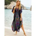 Robe de plage style bohème grande taille adt caftan couverture de bain pour femmes vêtements