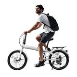 20-inch Wheels 7 Speed Folding Bike Compact High Carbon Steel Urban Commuter Bicycle for Unisex Adult White Streamline