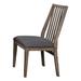 25 Inch Rustic Wood Dining Chair, Slatted Back, Grey Fabric Seat, Set of 2 - 38 H x 24.5 W x 20.5 L Inches