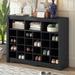 24 Shoe Cubby Console, Modern Shoe Cabinet with Curved Base, Freestanding Shoe Rack Shoes Organizer for Hallway, Bedroom