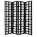 Wooden 4 Panel Foldable Window Pane Screen with Grid Design, Black - 96 H x 2 W x 80 L Inches