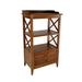 X Frame Wooden Rack with 2 Drawers and Open Shelf, Brown - 25"L x 17"W x 44"H