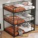 Metal Triple Bunk Bed with Built-in Ladder, Full-Over-Full-Over-Full Metal Bunk Bed Frame, Can be Divided into 3 Separate Beds
