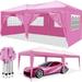 Dtwnek 10 x20 Canopy Outdoor Portable Party Folding Tent with 6 Removable Sidewalls + Carry Bag + 4pcs Weight Bag Pink