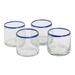 Ocean Rim,'Recycled Glass Juice Glasses with Blue Rims (Set of 4)'