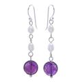 Purple Night,'Handmade Amethyst and Cultured Pearl Dangle Earrings'