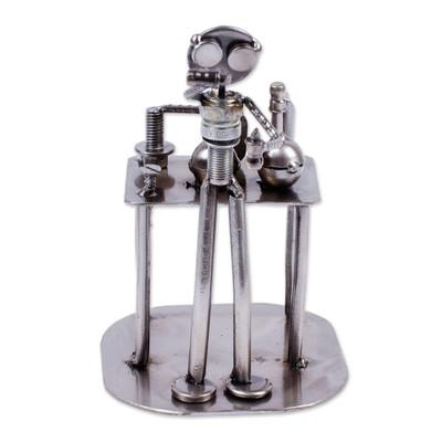 'Rustic Scientist' - Collectible Recycled Metal Sculpture Handmade in Mexi