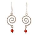 'Swirl-Shaped Carnelian and Sterling Silver Dangle Earrings'