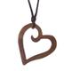 The Beat of Nature's Heart,'Peruvian Reclaimed Wood Pendant Necklace with Heart Shape'