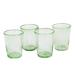 Glistening Meadow,'Handblown Recycled Glass Pale Green Juice Glasses (Set of 4)'