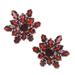 Scarlet Burst,'13.5-Carat Rhodium Plated Garnet Button Earrings'