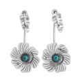 Radiant Posy,'Sterling Silver Turquoise Accent Flower Motif Drop Earrings'