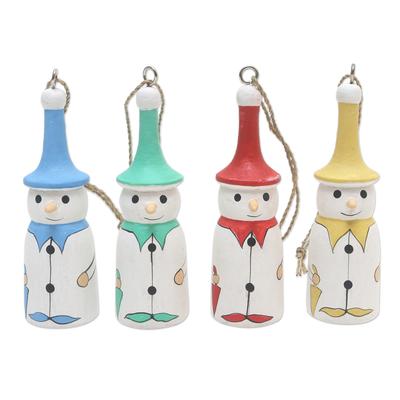 Snowman Parade,'Handcrafted Snowman Ornaments (Set of 4)'