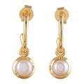 '18k Gold-Plated Cultured Pearl Half-Hoop Dangle Earrings'