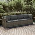 Gecheer 4 Piece Patio Set with Cushions Gray Poly Rattan