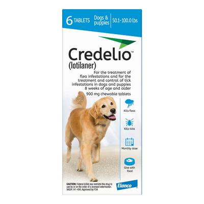 Credelio For Dogs 50 To 100 Lbs (900mg) Blue 6 Doses