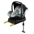 Kinderkraft MINK PRO i-Size 40-75 cm Babyschale, Kindersitz mit isofix MINK FX-Basisstation, Autositz von geburt Gruppe 0+, Verstellbare Kopfstütze, Einsatz für die Jüngsten im set, Grau