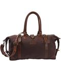 LECONI Shopper Canvas + Cow Leather Vintage-Style Men & Women Small Travel Cabin Weekender Bag Hand-Luggage Holdall 45x30x20cm mocha LE2008-C