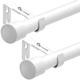 2 PCS Curtain Pole with Brackets Fittings Set Window Poles Heavy Duty Small Drapery Curtain Rods for Outdoor Bedroom, Living Room(110-210CM ,White)