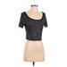 Charlotte Russe Short Sleeve T-Shirt: Black Tops - Women's Size 4