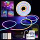 GEYUEYA Home RGBIC Neon Rope Lights 5M, WiFi Neon LED Strip Lights, App Control, IP67 Waterproof, 24V, Music Sync, Color Changing, LED Strip Lights for Gaming Bedroom Room Kids Wall Decor