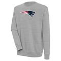 Men's Antigua Heather Gray New England Patriots Victory Crewneck Pullover Sweatshirt