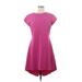 Nha Khanh Casual Dress - High/Low High Neck Short sleeves: Pink Solid Dresses - Women's Size 8